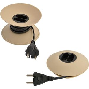 Design Verlengsnoer - Haspeltje - CableDisk - Zand kleur - Ø 12 cm - ALLEEN VOOR PLATTE STEKKERS
