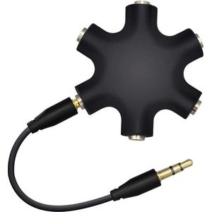 Luxe Audio Splitter - Jack Splitter - 6 Ingangen - Koptelefoon Splitter - Aux Kabel - 3.5mm - Zwart