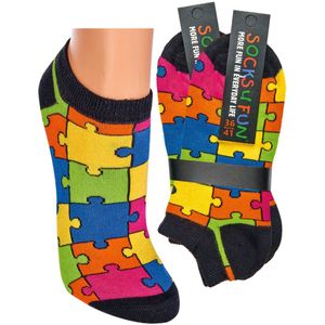 Sneakersokken | grappige sneakersokken | per 6 paar | maat 42-47 | thema puzzel | kleurrijke sokjes