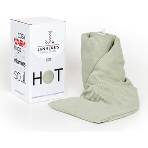 Janneke's Warmtesjaal pittenzak magnetron micro - Warmtekussen nek en schouder - lijnzaad - extra lang - wasbare hoes - made in NL - kleur dusty groen