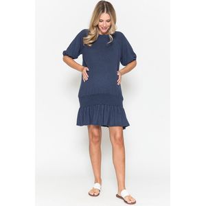 Midi jurk met raglan 3/4 mouwen Maat: XL, Navy blauw