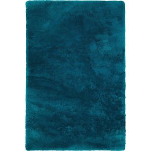 Handgeweven hoogpolig vloerkleed Curacao - turquoise - 60x110 cm