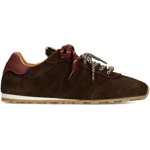 Manfield - Sneakers - Bruin - Suède - Dubbele Vetersluiting