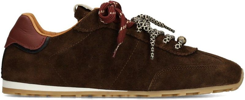 Manfield - Sneakers - Bruin - Suède - Dubbele Vetersluiting