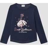 T-shirt - Longsleeve - Ronde Hals - Speelse Print - Glanzende Pailletten - Regular Fit