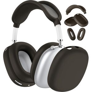 3-in-1 siliconen beschermhoes geschikt voor AirPods Max oordopjes - Krassenwerende oorkussens - Oorwarmers - Hoofdband - Silicone beschermhoes - Zwart - Driestuks set