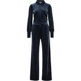 WE Fashion - Velvet Jumpsuit - Blauw - Met Ceintuur