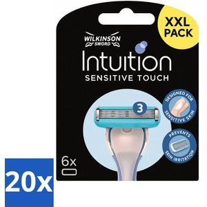 20 x Wilkinson - Navulmesjes Intuition Sensitive Touch - Met Verzorgende Gel - 6 scheermesjes - Gladde Huid - Scheerbeurt - Scheergel - Scheermesjes Navulset