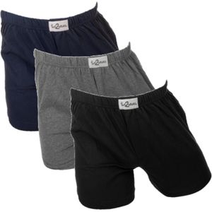 Fun2wear/Funderwear heren boxershorts wijd - maat 3XL - 3-pack - Uni zwart/antraciet/marine