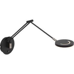 Verstelbare zwarte wandlamp Soleil | 1 lichts | zwart | glas / metaal | dimbaar | modern design