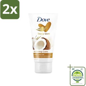 Dove - Handcrème - Body Love Restoring Care - Kokos & Almond - Hydraterend - Droge huid - 75 g - Voordeelverpakking - 2 stuks - Handcrème - Droge huid