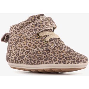 Groot leren babyschoenen met luipaardprint - Bruin - Uitneembare zool - Maat 20 - In cadeauverpakking