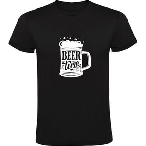 Beer Time | Heren T-shirt | Zwart | Bier Tijd | Bierpul | Beker | Borrel | Feest | Zuipen | Oktoberfeest | Carnaval
