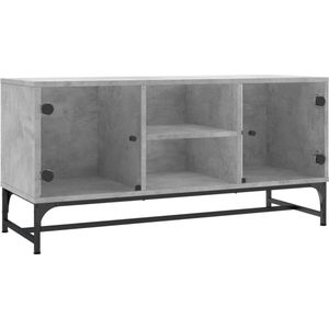 vidaXL-Tv-meubel-met-glazen-deuren-102x37x50-cm-betongrijs