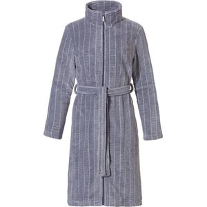 Dames badjas grijs met rits - Pastunette - fleece - zacht & warm - ritssluiting badjas dames - maat S (36/38)