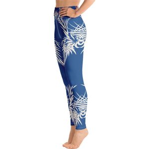 Sportlegging - design Tiger Power Up - High Waist - Dry Fit - High Performance - 4way stretch- unieke print - UPF 50+ - Hardloop - Yoga - Fitness - Dans  - Pilates - Training – sportbroek - klassiekblauw wit - maat L