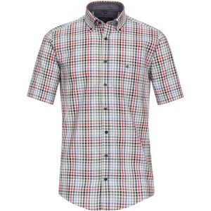 CASA MODA - Sport Casual Fit Overhemd - Korte Mouw - Blauw Groen Rood en Wit Geruit - Strijkvriendelijk