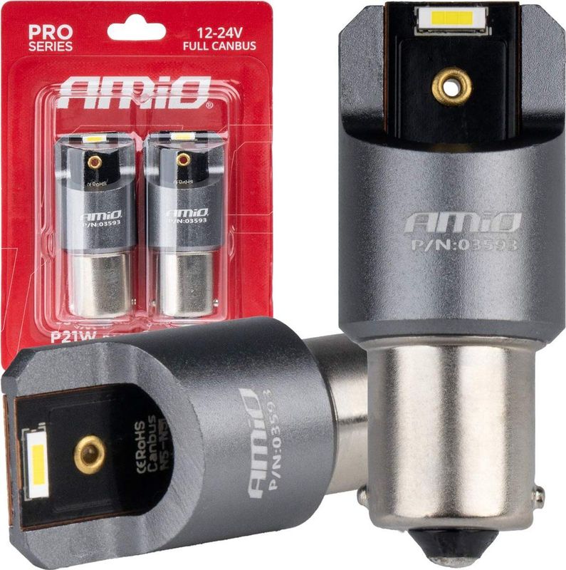 AMiO BA15s P21W LEDlamp - Wit - 12V/24V - 2 Stuks