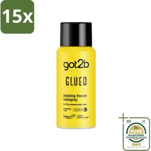 15 x Got2B - Haarspray - Glued Mini - 100 ml - Grootverpakking - Haarspray Mini - Extreme Hold - Handige Haarspray - Vegan Haarspray - Haarspray Voor Reizen