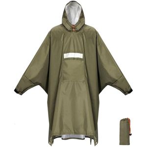 Goodivery - Waterdichte Regenjas - Lichtgewicht Waterdichte Regenponcho - Regenjassen met Mouwen - Multifunctionele Regenjas met Capuchon - Eén Maat - Legergroen