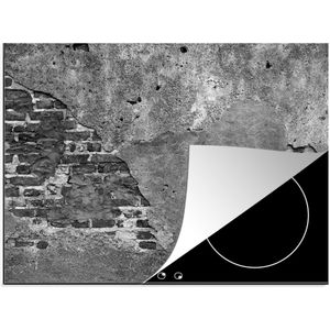 Inductie beschermer - Baksteen - Beton print - Cement - Zwart wit - Betonlook - Inductie fornuis - Kookplaat - Inductie mat - 57x51 cm - Afdekplaat voor kookplaat