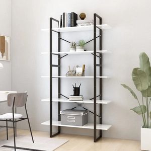 Furniture Limited - Boekenkast met 5 schappen 100x30x175 cm bewerkt hout wit