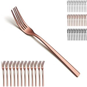 Roségouden tafelvorken, set van 12 stuks, 20,5 cm, moderne roestvrijstalen vorkset, vorken voor het diner voor thuis, restaurant, dagelijks eten, gemakkelijk te reinigen en