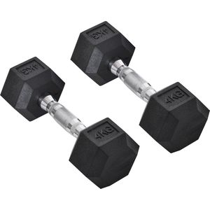 Hexagon Dumbbells Set van 2 - Gietijzeren Dumbbell Gewichten 2 x 4 KG voor Thuis en Sportschool