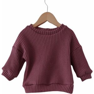 oversized big knit trui mt. 86/92 oud roze