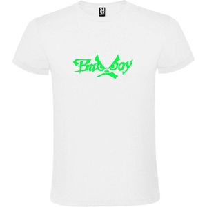 Wit  T shirt met  ""Bad Boys"" print Neon Groen size XXL