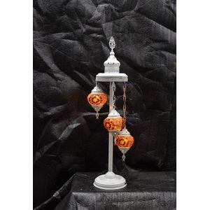 Turkse tafellamp 3 glazen bollen Oosterse staandelamp bruin mozaïek