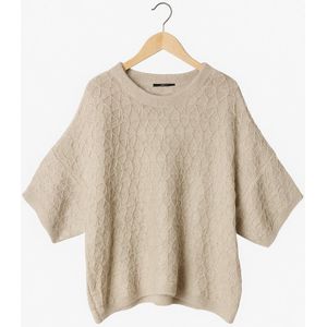 gran sasso trui met korte pofmouwen beige met glitters maat S