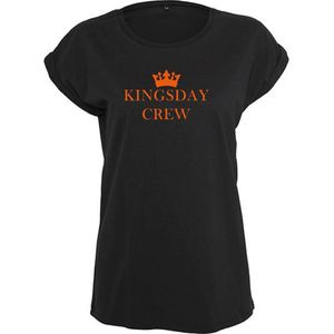 T-Shirts Dames Crew-Zwart - Oranje-L