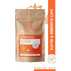 Herbamina Detox Thee Abrikoos & Rozemarijn Gemengde Kruidenthee 30 Zakjes