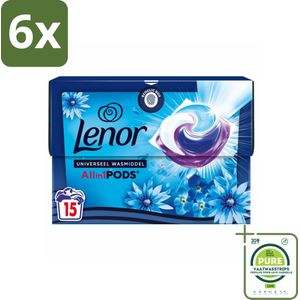 Lenor - Wasmiddel Pods - Universeel - Zeebries - 15 Wasbeurten - Voordeelverpakking - 6 stuks - Lenor pods - Wascapsules