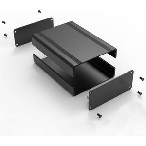 Inovra - Aluminium behuizing 38 x 88 x 100 mm zwart - Splitse behuizing voor elektronica - Koeling - Bedrading en printplaat . - Behuizingaccessoire