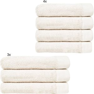 HOOMstyle Badgoedset Aanbieding 4x Handdoek 50x100cm & 3x Badlaken 70x140cm - Voordeelset - Off White