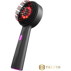 TRESTO - Roodlicht therapie - Lichttherapie lamp - Massage apparaat hoofdhuid - Scalp Brush elektrisch - Hoofdmassagespin - Man&Vrouw - Massage olie Applicator - HaarBorstel - Red light Therapy - Haar olie borstel - Zwart