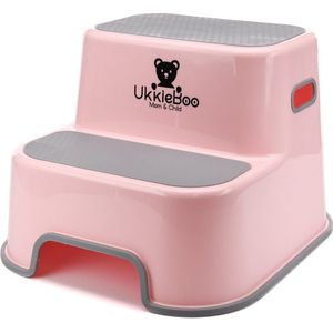 UkkieBoo Opstapje - Antislip Krukje voor keuken, WC en badkamer - Max 100kg - Roze