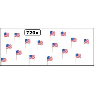 720x Cocktailprikker wapperende vlag USA - cocktail prikker vlag amerika usa landen kaas worst eten thema feest festival