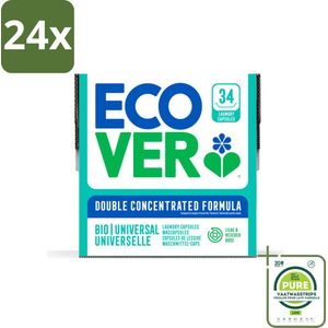 Ecover - Waspods - Universeel - Geconcentreerde formule - 34 wasbeurten - Voordeelverpakking - 24 stuks - Wascapsules - Wasmiddelen