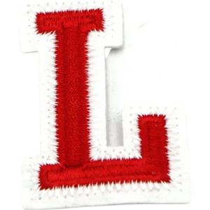 Alfabet Letter Embleem Strijk Patch Rood Wit Letter L / 3.5 cm / 4.5 cm