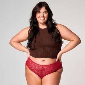 Moodies menstruatie & incontinentie ondergoed - Hipster Lace - moderate kruisje - Rood - maat XL - period underwear