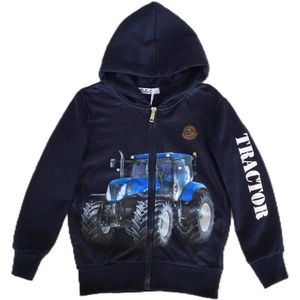 Kinder vest tractor trekker kleur donkerblauw maat 122/128 New Holland hoodie sweatvest Zeer mooi!