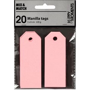 Manilla-labels, afm 3x8 cm, 220 gr, lichtrood, 20 stuk/ 1 doos