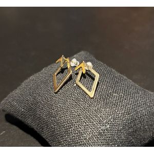 No-Fade Goud Stijl Kristal Vorm Oorbellen - Sieraden voor Heren en Dames- Waterproof en Verstelbaar