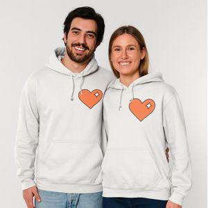 Hoodie “Heart & Star” – Witte Unisex Trui met Print – Trendy & Comfort voor Hem & Haar L