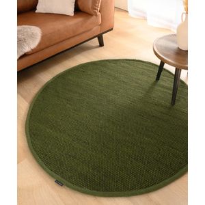 Rond wollen vloerkleed Lett - groen 190 cm rond