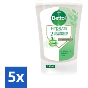 Dettol - Wasgel Navulling - Hydrate - Aloë Vera & Bamboe - 250 ml - Bulkverpakking - 5 stuks