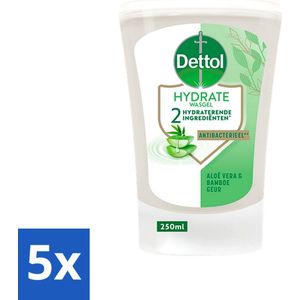 Dettol - Wasgel Navulling - Hydrate - Aloë Vera & Bamboe - 250 ml - Bulkverpakking - 5 stuks